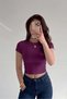 Women's Plum Crew Neck Lycra Short Sleeve Body Crop T-Shirt