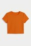 Women's Orange Crew Neck Lycra Short Sleeve Body Crop T-Shirt - 8