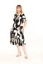 Women's Authentic Plus Size Beige Dress with Ruffled Sleeves and Skirt and Patterned Pockets - 5