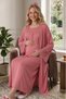 New Season Pomegranate Flower Summer Full-Length Design Lace Detailed Maternity Pajamas Nightgown Set - 4