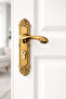 Door Handle Set with Lock, Antique Brass Finish, Decorative Lever Handle, Euro Cylinder Lock, Comple - 2