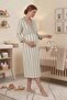 Women's Plaid Patterned Lace 2-Piece Maternity Nightgown Set with Dressing Gown - 7