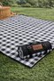Foldable Picnic and Beach Blanket 150X200 cm Black and White Checkered with Carrying Handle - 3