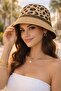 Leopard Print Women's Bucket Hat, Summer Beach Hat, Straw Look Trendy Bucket Hat