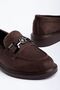 Mabel Brown Suede Buckle Detail Women's Loafer Shoes - 4