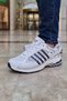 Men's White Navy Blue Striped Lace-Up Casual Sports Shoes Sneaker - 2