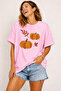 Pumpkin Patterned Autumn Themed Unisex Oversize T-Shirt – Cotton Crew Neck Casual T-Shirt