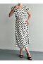 Bürümcük Fabric White Polka Dot Long Women's Dress - 5