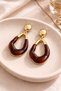 Gold Color Modern Design Brown Detailed Earrings Stylish Lightweight Non-Tarnish Plated Bijouterie Earrings - 5