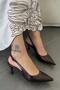 Lola Open Back Buckle Leather Heeled Shoes Brown - 2