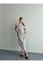 Bürümcük Fabric White Polka Dot Long Women's Dress - 3