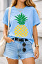 Heart Patterned Pineapple Printed Unisex Oversize T-Shirt – Cotton Crew Neck Casual T-Shirt