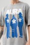 Aura Chest Design Detailed Crew Neck Oversize T-Shirt - 3