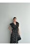 Bürümcük Fabric Black Polka Dot Long Women's Dress - 7