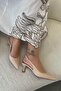 Lola Open Back Buckle Leather Heeled Shoes Beige - 2