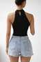 Women's Halter Neck Jacquard Cropped Blouse Patterned Summer Stylish Cropped Top - 2