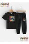 Gamer Konsol Printed Top-Bottom Tracksuit/T-Shirt Two-Piece Children's Set (Pocketed Tracksuit Pants)