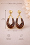 Gold Color Modern Design Brown Detailed Earrings Stylish Lightweight Non-Tarnish Plated Bijouterie Earrings - 2