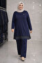Women's Middle Age and Above Plus Size Kupra Tunic Pants Mom Set 25557 - 3