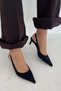 Angela Women's Low Heel Fabric Shoes Black