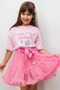 Le Mabelle Girl's Floral Printed Oversize T-Shirt Pink