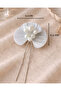 Silver Ceramic Flower Patterned Bridal Hair Accessory with Pearls Promise, Engagement, Wedding Bun Hairpin 2 Pieces - 3