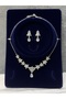 Silver-Plated V Model Zircon Stone Bridal Set Party Necklace Earring Set - 2