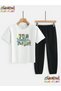 Plane and Animal Printed Sweatpants/T-Shirt Two-Piece Children's Set (Sweatpants with Pockets)