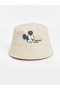 Lcw Baby Beige Mickey Mouse Printed Baby Girl Bucket Hat.