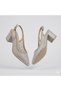 (Özmaçan) Women's Evening Dress Shoes with Drop Stone Detail, Closed Toe, Thick Heels, Gray - 5