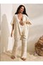 Bohemian Women's Clothing Summer Crochet Knit Three-Quarter Sleeve Kimono and Pants Cover-Up Set White Beach Vacation - 5