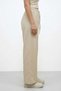 Women's Beige High Waist Wide Leg Relaxed Fit Linen Trousers - 5