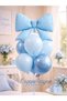 Retro Blue Ribbon Bow Balloon Set |   Foil Ribbon |   Birthday Party Decoration