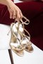 Women's Sandals High Heel Gold Banded with Accessories New Season D3741 - 5