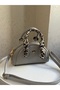 Faux Leather Women's Hand and Shoulder Bag with Scarf Detail - 3