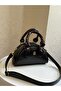 Faux Leather Women's Hand and Shoulder Bag with Scarf Detail - 2