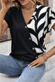 Women's V-Neck Front Buttoned Patterned Viscose Blouse - 2