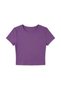 Women's Purple Crew Neck Short Sleeve Ribbed Camisole Crop Blouse - 5