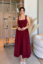 Elegant Flared Maxi Burgundy Dress with Straps - 8