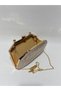 Gold Color Laser Fabric Wavy Glitter Evening Dress Clutch Chain Strap Hand-Held Wedding Engagement Evening Bag - 5