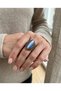 Vintage Women's Ring Bronze Authentic Jewelry Light Blue Cat's Eye Model Adjustable - 2