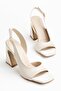 Mila Women's Beige Satin Special Design Heeled Shoes - 2