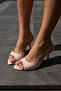 Marsey Women's Ecru Beige Skin Single Strap Heel Slippers - 2