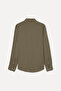 Men's Stone Color Regular Fit Long Sleeve Linen Shirt - 5