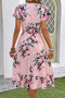 New Season Women's Short Sleeve V-Neck Patterned Midi Single Jersey Summer Dress - 5