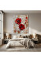 Red Flower Painting with Embossed Effect – Modern Canvas Art with 3D Effect - 3