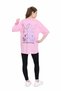 Girl's Oversize Pink Color T-Shirt with Rabbit Pattern and Together Writing on the Front and Back - 2