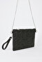 Women's Black Star Embroidered Faux Leather Portfolio Handbag and Clutch Bag with Chain Strap - 6