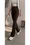 Women's High-Waisted Brown Lycra Gathering Effect Palazzo Spanish Flare Pants - 2