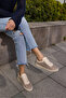 Cedy Women's Beige Rubber Sole Sneaker with Rubber Laces - 5